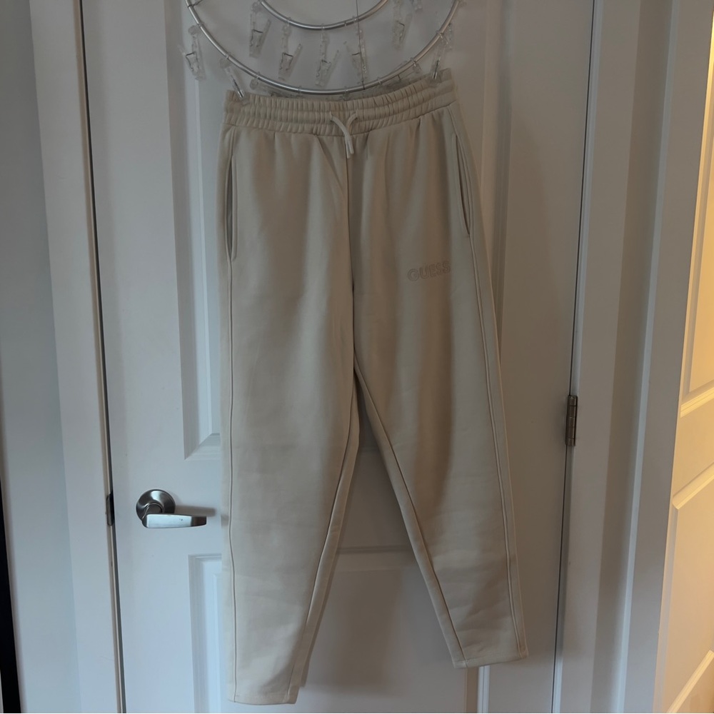 Guess Ivory Fleece Sweatpants Straight-leg